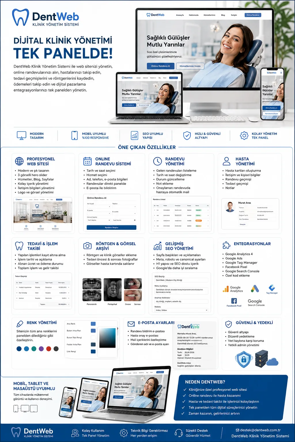 DentWeb klinik yönetimi tanıtım ekranı